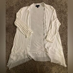 AB Studio Elegant White Flowy Cardigan